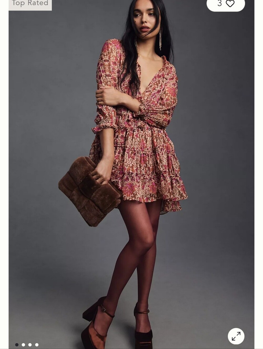 MISA LOS ANGELES V-neck MINI DRESS IN FLORAL Hibiscus SHEER  Anthropologie XS